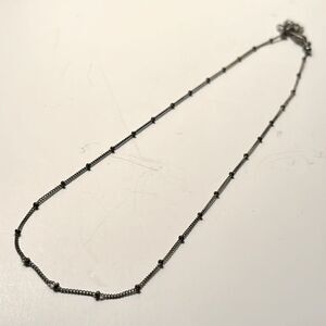 Vintage Dainty Beaded Ball and Chain Silver Tone Necklace 17”